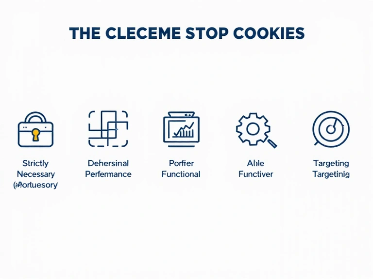 Various types of cookies categorized with icons